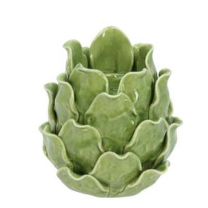 Green Artichoke Tea Light Holder by Gisela Graham